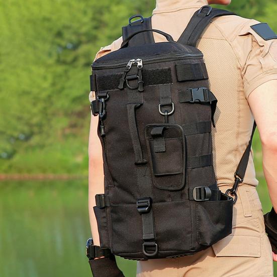 Fishing Backpack with Rod Holder Large Capacity Waterproof Oxford Cloth Outdoor Camping