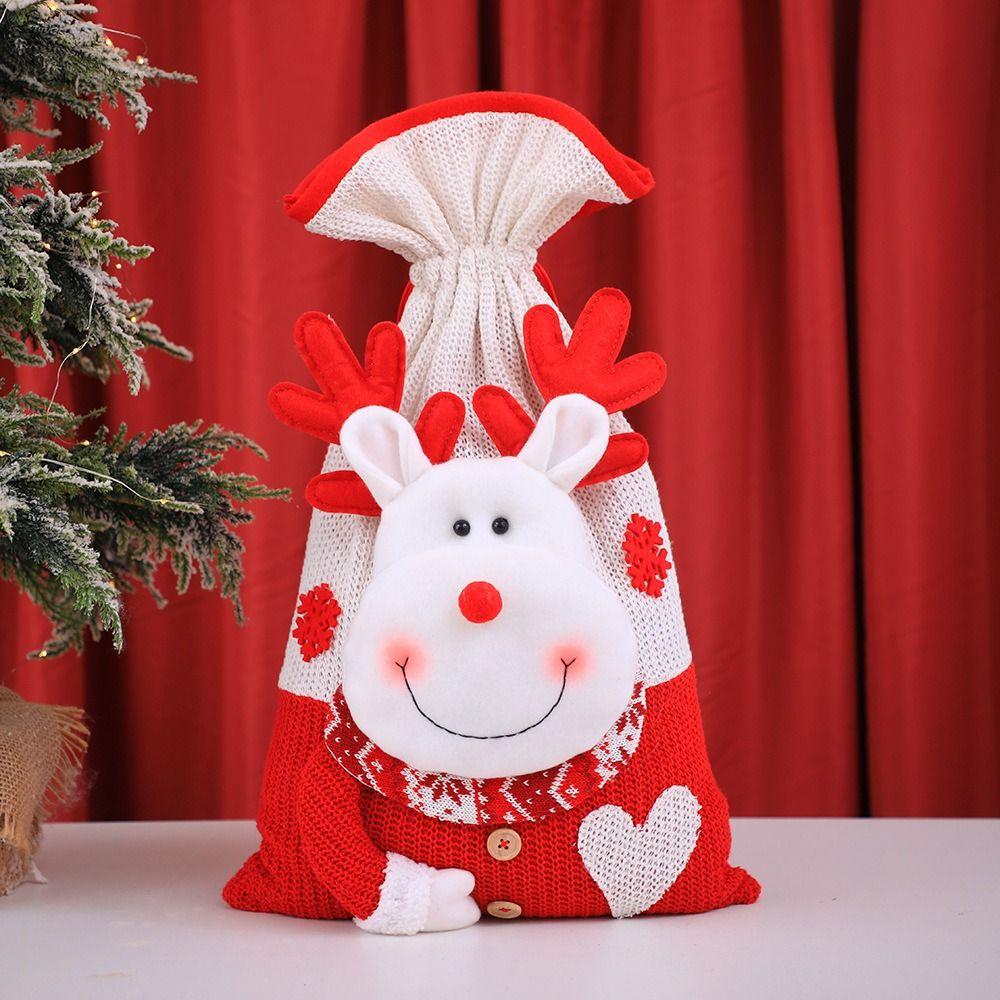 Reindeer Santa Claus Gift Bag Elk Xmas Drawstring Pouch Exquisite Merey Christmas Bag  Party Favors