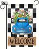 Garden Ag 12X18 Double-Sided Spring Decoration Vintage Blue Truck with Colorfu HHJ LLG