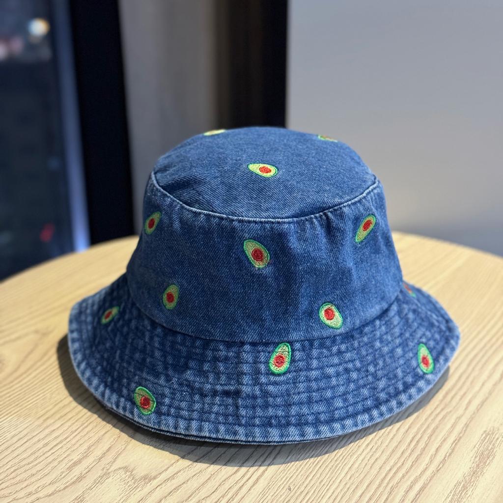 New Spring/Summer Avocado Denim Fisherman Hat for Women, Face-Covering, Face-Slimming, Spring and Autumn Bucket Hat2026Trendy sun hat