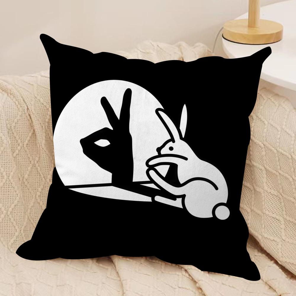 Funny Rabbit Hand Cushion Cover Short Plush Doublesided Print Square Throw Pillow Covers Sofa Home Cushion Decor