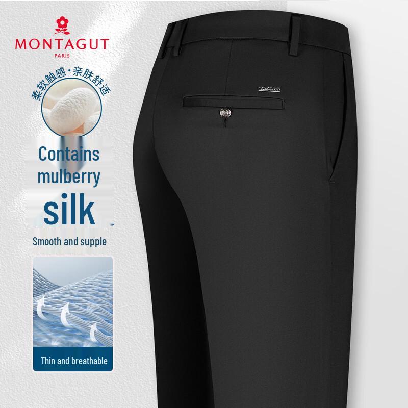 

MONTAGUT Men s Silk Blend Breathable Casual Long Pants 30