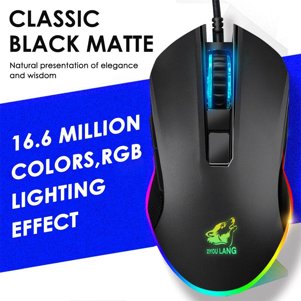 Gaming Mouse Wired USB Optical Computer Mice with RGB Backlit 3 Adjustable DPI Ergonomic Gamer Laptop PC Mouse with 6 Buttons