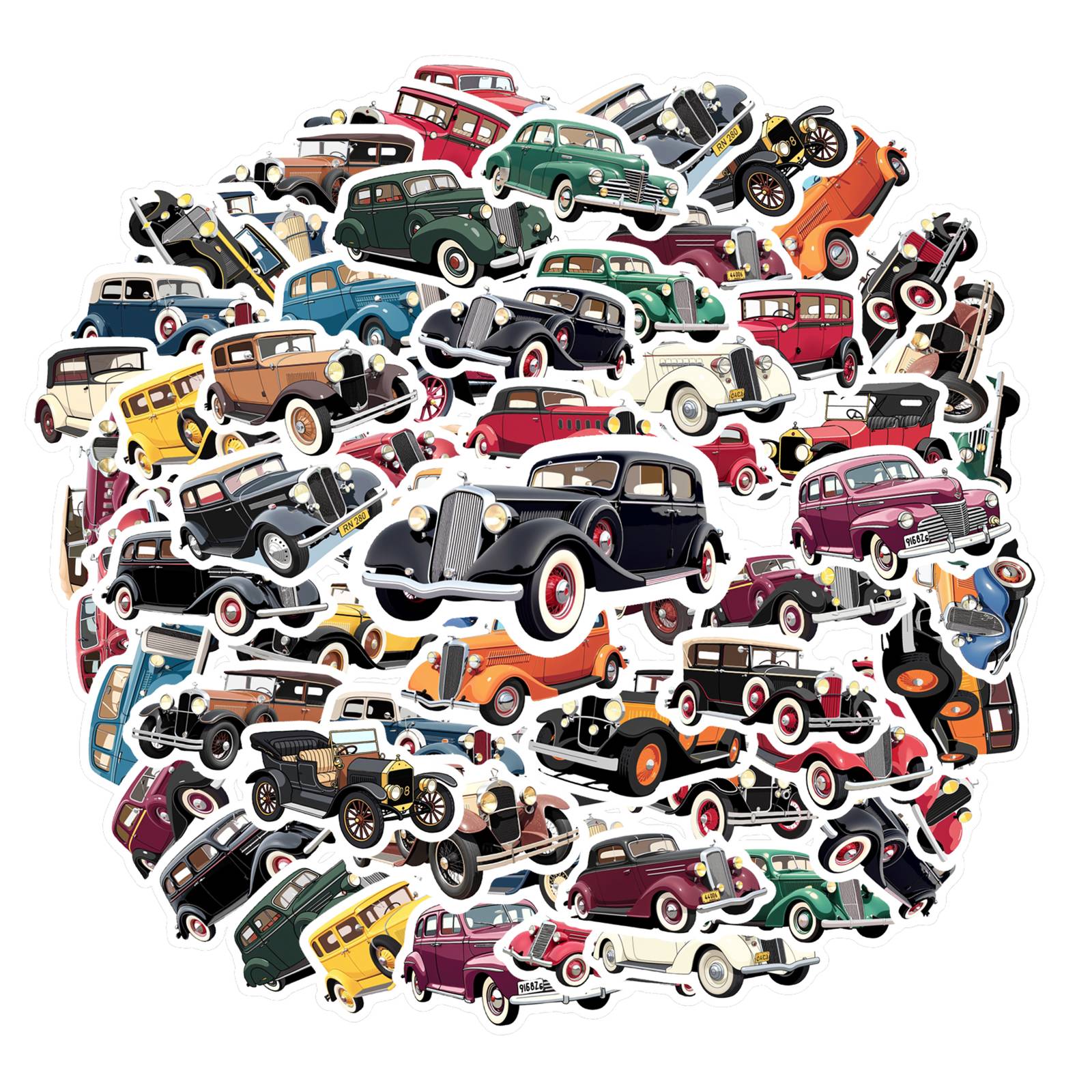 

35pcs Classic Classic Vehicles Stickers Retro Vintage Cars Teacher Reward Stickers Stationery Stickers For Notebook Luggage
