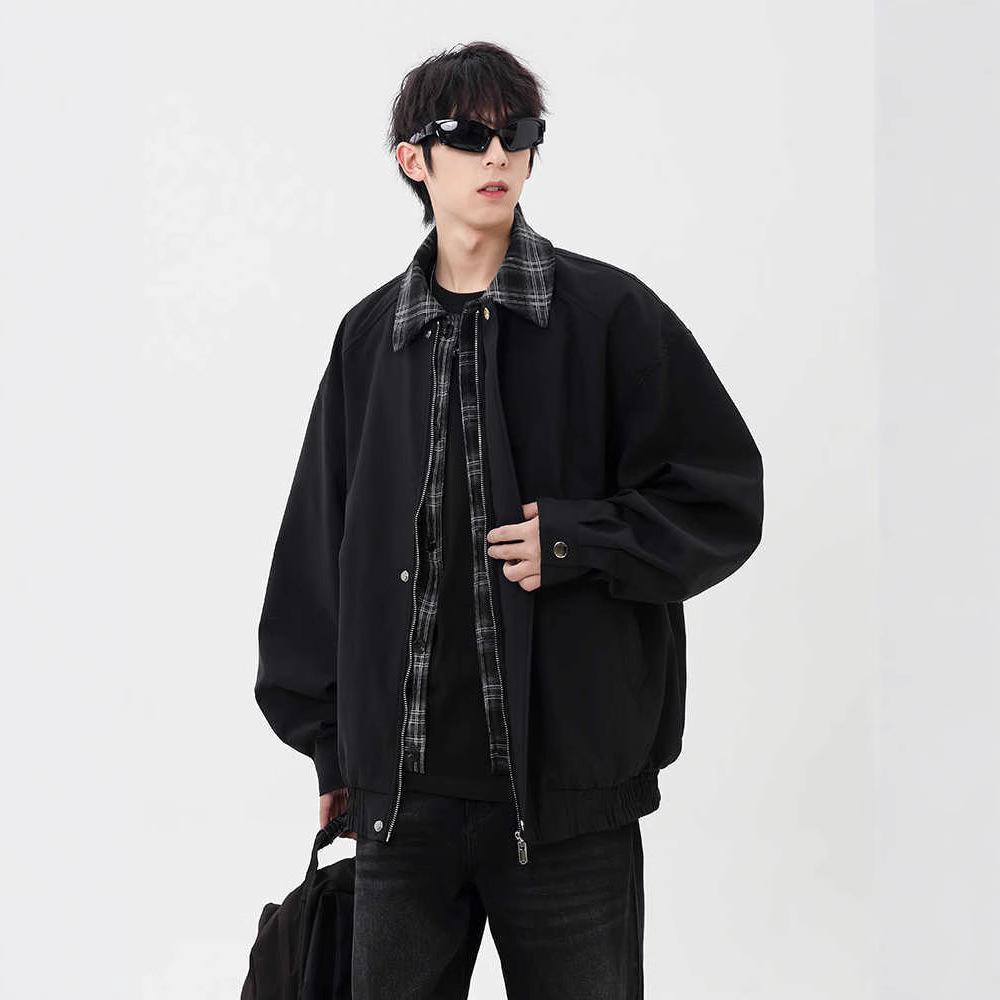 Fake Two-piece Short Jacket for Men's Spring New Baseball Uniform for Teenagers American Lapel Clip