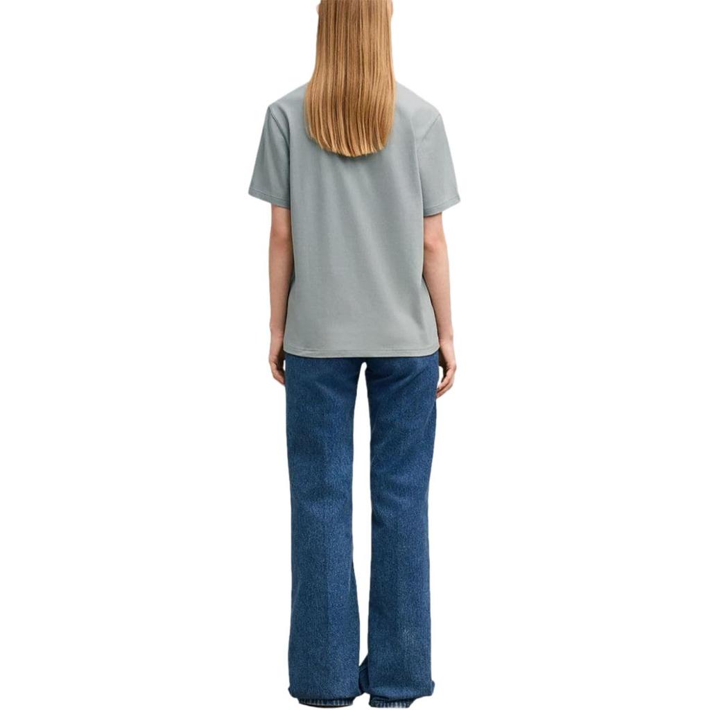AMIPARIS Ss25 Jednokolorowa Trójwymiarowa Koszulka Bawełniana Okrągły Dekolt Krótki Rękaw T-shirt Unisex Niebieski UTS027726-BLUE