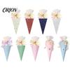 Personalized Candy Tube Ice Cream Cone Shaped Treat Bag for Kids, Triangle Fabric Holder Educational Encouragement Gift with Ribbon Bow Holiday,