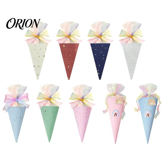 Personalized Candy Tube Ice Cream Cone Shaped Treat Bag for Kids, Triangle Fabric Holder Educational Encouragement Gift with Ribbon Bow Holiday,