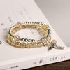 Womens Natural Rutilated Quartz Bracelet With Sterling Tassel Vintage Bohemian Layered Double Wrap Design