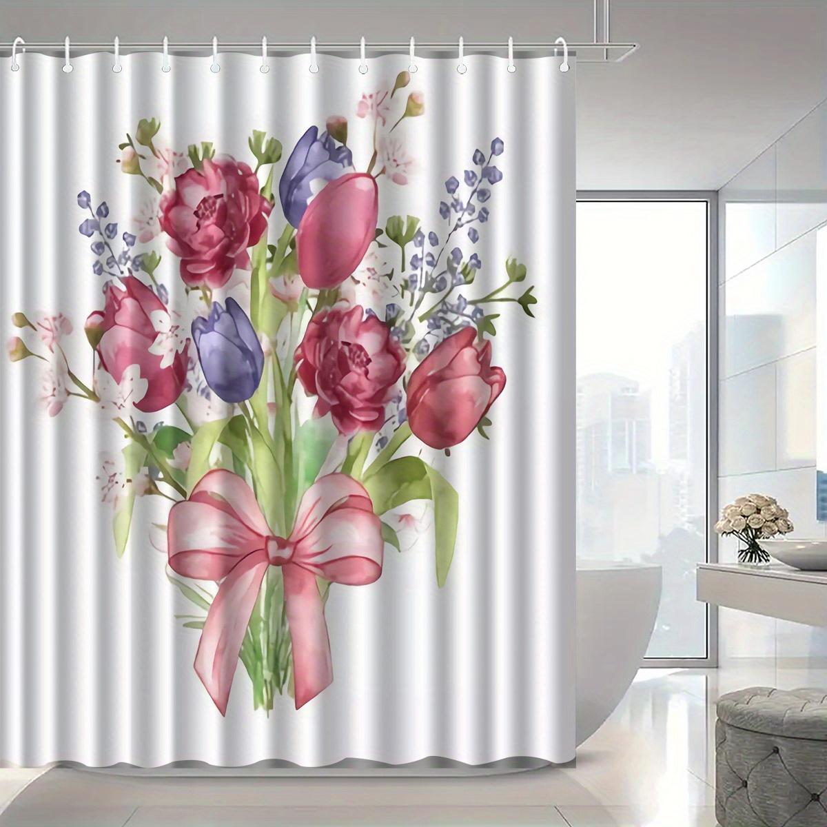 

1Pc Mother S Day Floral Pattern Shower Curtain With Hook, Bathroom Partition, Bathroom Accessories, Home Decoration W60H190(CM)-1 Pcs