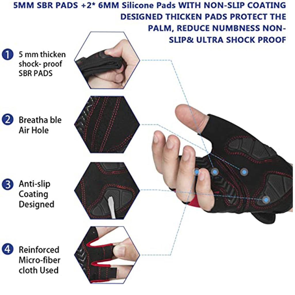 Bike Gloves Cycling Gloves with 5MM Gel Pad,Half Finger Biking Gloves Bicycle Gloves for Men Women