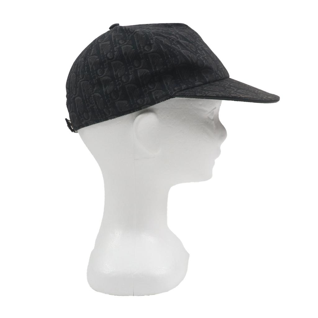 Great DIOR Cap Oblique Leather Baseball Hat Dark Gray Cotton Mens L 933C902H4835 Used