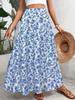 Women's Ditsy Floral Elastic High Waist Flowy a Line Maxi Skirt Casual Summer Beach Long Sundress Bottom