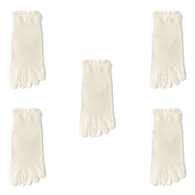 5 Pairs Spring Summer Women Socks Soft Mesh Breathable Cotton Sweat Absorbent Five Finger Socks Outdoor Sports Split Toe Socks