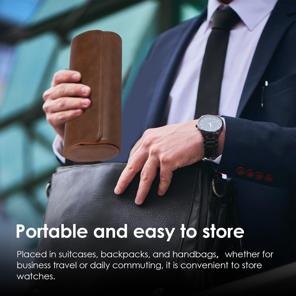 Watch Roll Travel Case 2/3 Slot PU Watch Storage and Organizer Secure Storage Waterproof Portable Watch Box for Men