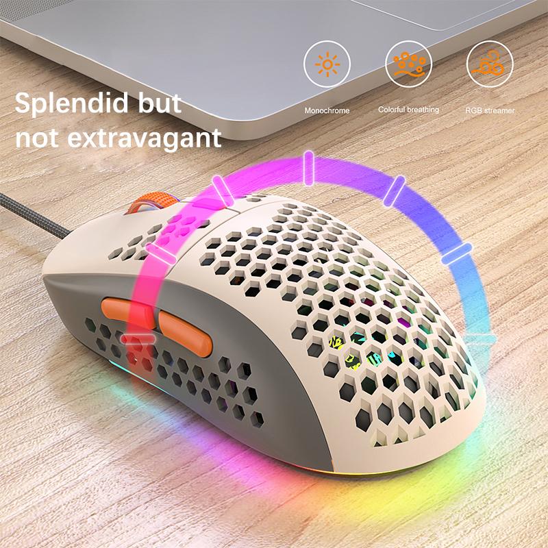 Souris Filaire Lumière Rgb Nid d'Abeille Souris Gaming Usb Bureau PC Ordinateurs Aouse