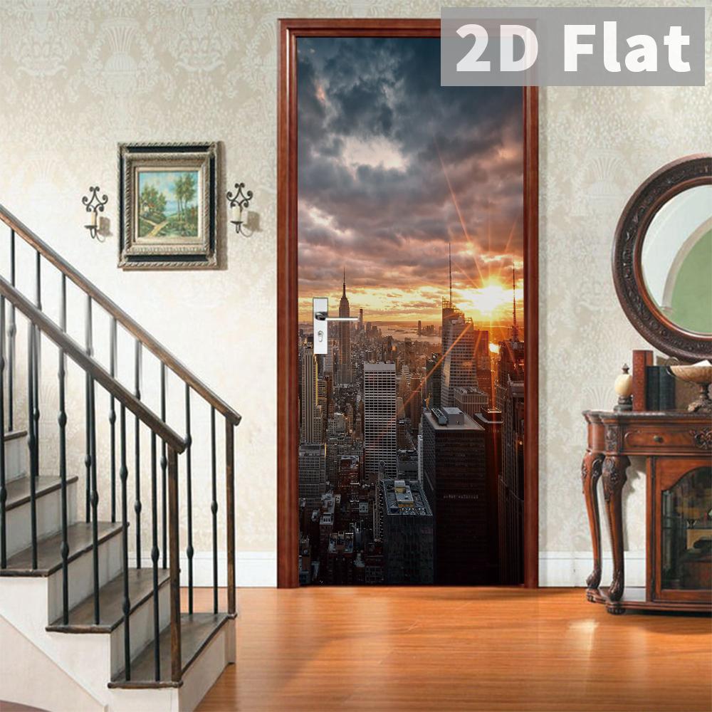 76Style 77/90cm Self-Adhesive Door Stickers Removable Wall Sticker Scenery Wallpaper Stone Stair Murals for Doors Modern Home Decor