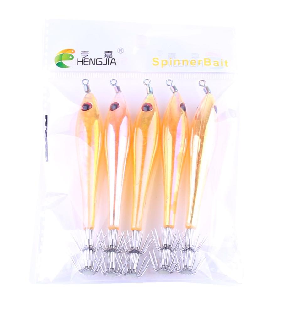 5pcs/lot 9.5 CM Luminous Squid Hook Cuttlefish Jig Fishing Hard Lure Luminous Fishing