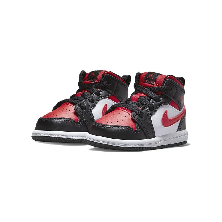 Air Jordan 1 Mid TD Black Fire Red Baby Sneakers White 640735-079