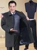 Men's Over-the-Knee Thick Wool Coat for Grandfathers