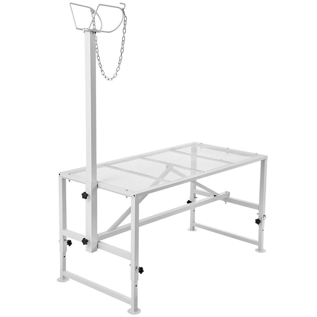 Supporto per bestiame Supporto per tosatura capre Altezza 21"-33" 47x23 in Piano del tavolo Bianco