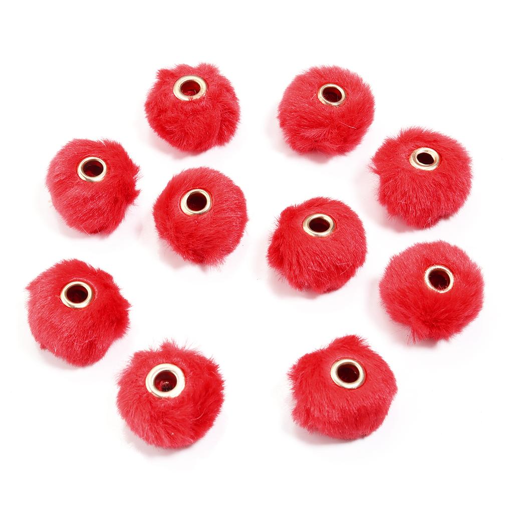 10pcs/bag Imitation Rabbit Fur Coverd Straight Hole Beads DIY Pompom Pendant for Jewelry Making DIY Necklace Pendant Earrings