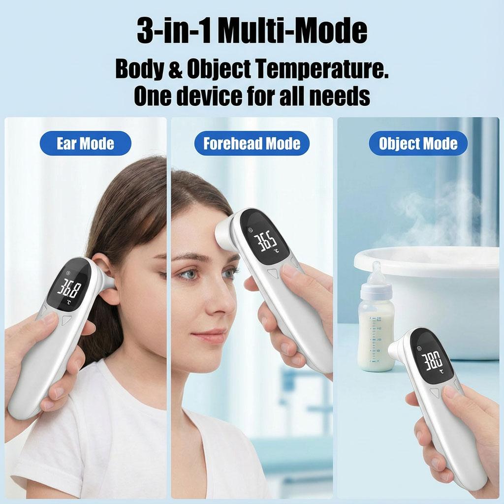Medical Grade Infrared Thermometer USB Rechargeable Accurate Forehead Ear Temperature Measurement for Home Fever Monitor