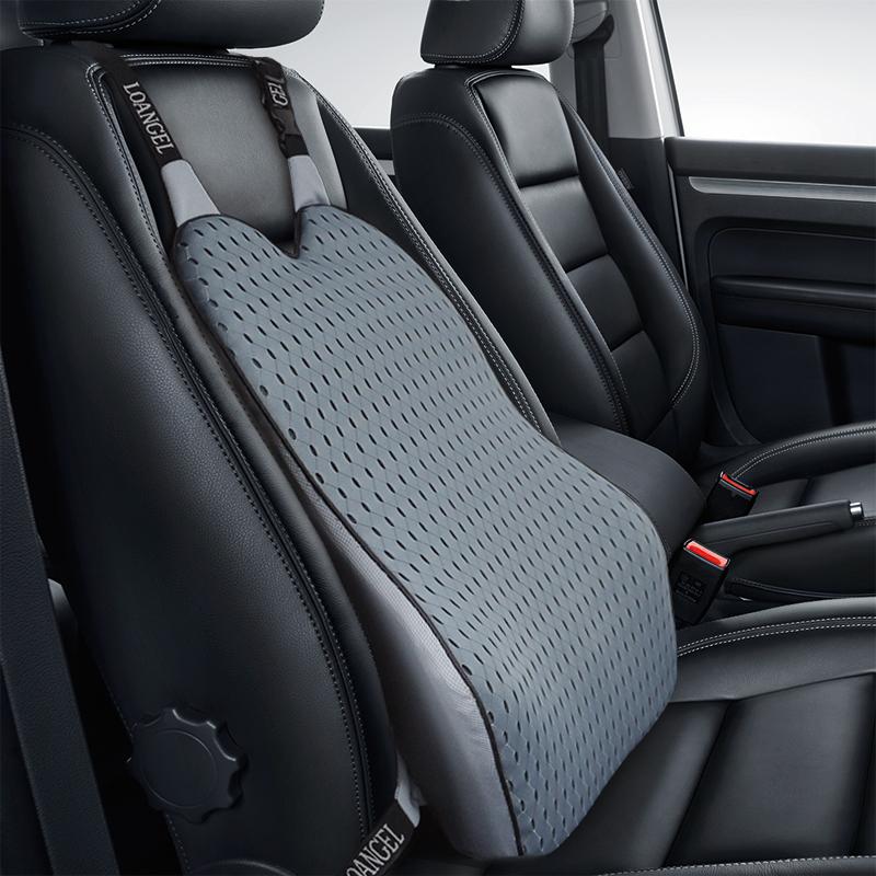 Car Memory Foam Seat Protector Cushion with Belt Auto Cotton Mesh Lumbar Support Pillow for Driving Soft Back Pain Office