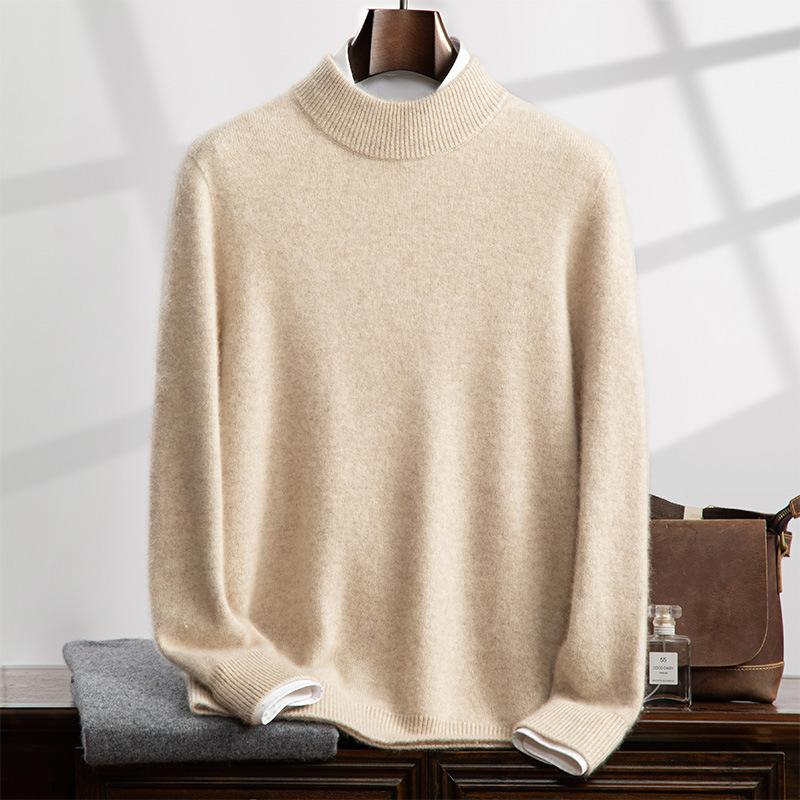 Cashmere sweater, semi-turtleneck sweater, loose and thickened long-sleeved bottomed knitted sweater, with a new top inside.