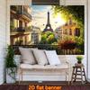 Romantic Paris Eiffel Tower Tapestry Wall Hanging French City View Decor Polyester Art for Living Room Bedroom Home Decor