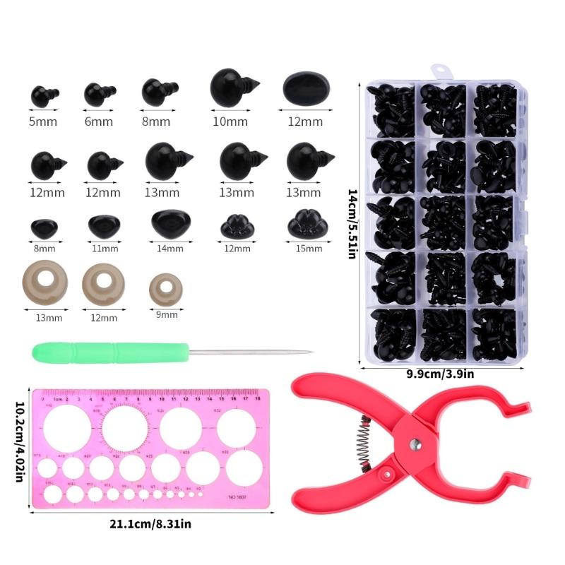 476PCS Safety Eye and Noses with Washers for Crochet Toy 5mm-13mm Assorted Size Crochet Doll Eye for Stuffed Animal Toy