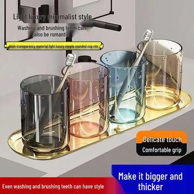 Luxury Transparent Mouthwash & Toothbrush Cup Set for Couples and Students