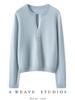 Women's 100% Pure Cashmere Half-Zip Round Neck Sweater - Autumn/Winter Fashion Versatile Knit Base Layer