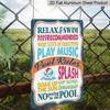 2D Flat 1pc Fun Pool Rules Aluminum Sign Waterproof, 7.87*11.8 Inch, Vibrant Pool Decor with Relax & Swim Recommendations, Perfect for Spring