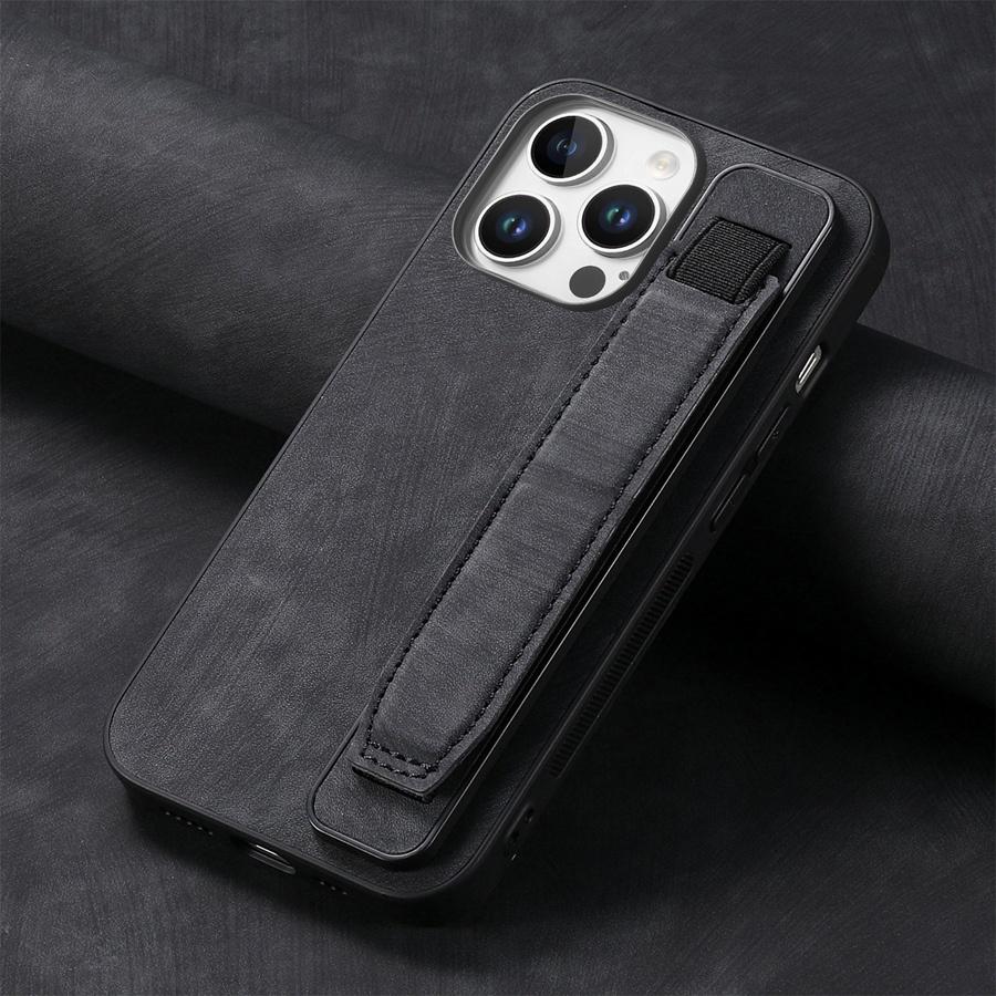 Anti-Drop Phone Case with Adjustable Stand & Strap for iPhone Samsung Xiaomi Google Premium Smooth Leather Anti-Fingerprint Case Cover