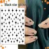 Starry Glitter Nail Stickers: Four-Pointed Star, Laser Gold, Silver, Black & White Adhesive Manicure Stickers