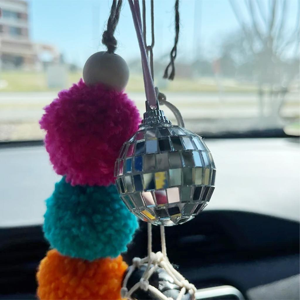 Disco Balls Car Rearview Mirror Pendant Durable Globe Ball Rhinestone Pendant for Home Party Supplies and Accessories