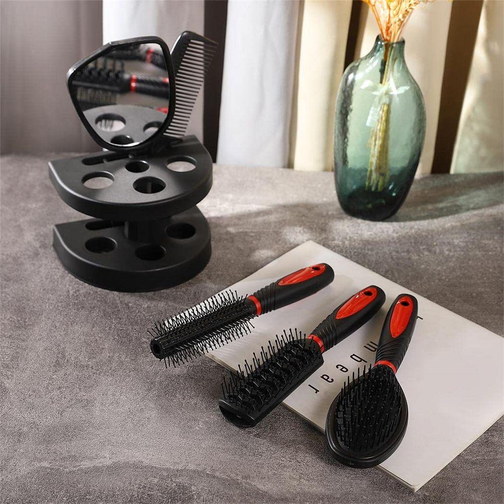 Styling Salon Massagekamm Haarbürsten-Set Haarbürste Kamm Spiegel-Set Spiegelständer Halter
