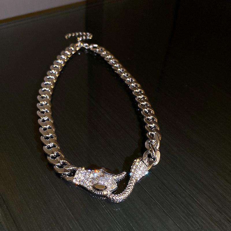 Elegant Rhinestone Snake Chain Necklace - Luxury Clavicle Accessory for Women