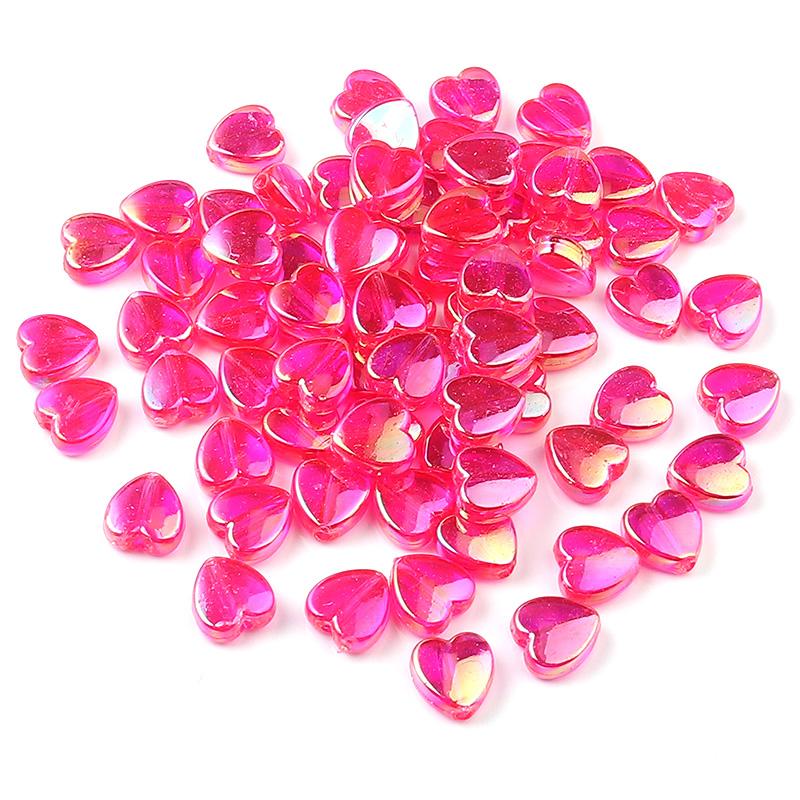 

200pcs 8x9mm Acrylic Heart Beads Candy Color Loose Spacer Beads For Jewelry Making DIY Bracelets Necklace Keychain Accessories красный