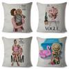 Fashion Cute Cartoon Super Mama Husă de pernă In 45*45cm Decor Mamă și Bebeluș Față de Pernă pentru Canapea Acasă Față de Pernă Super Daddy