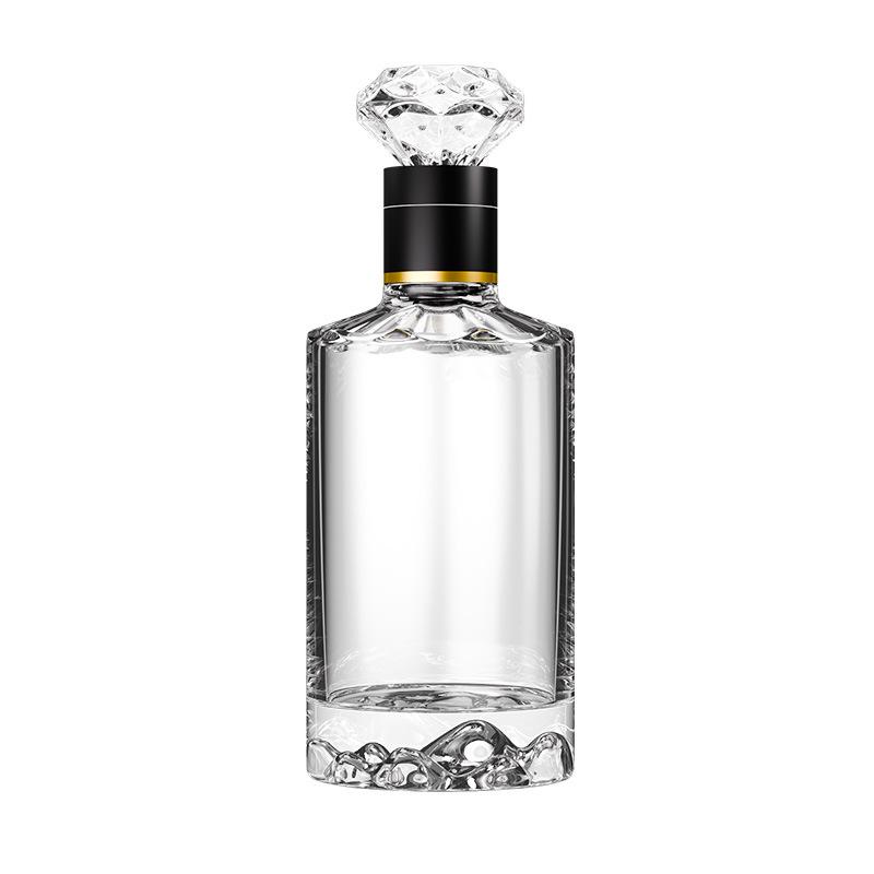Diamond Transparent 500ml Glass Baijiu Bottle Set - Thickened, Sealed, Empty Wine Bottles