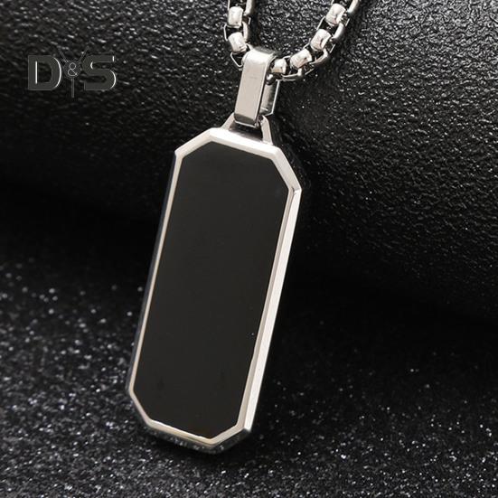Men Necklace Punk Style Hip Hop Titanium Steel Black Pendant Polished Luster Sweater Pairing Necklace Individual Adult Jewelry
