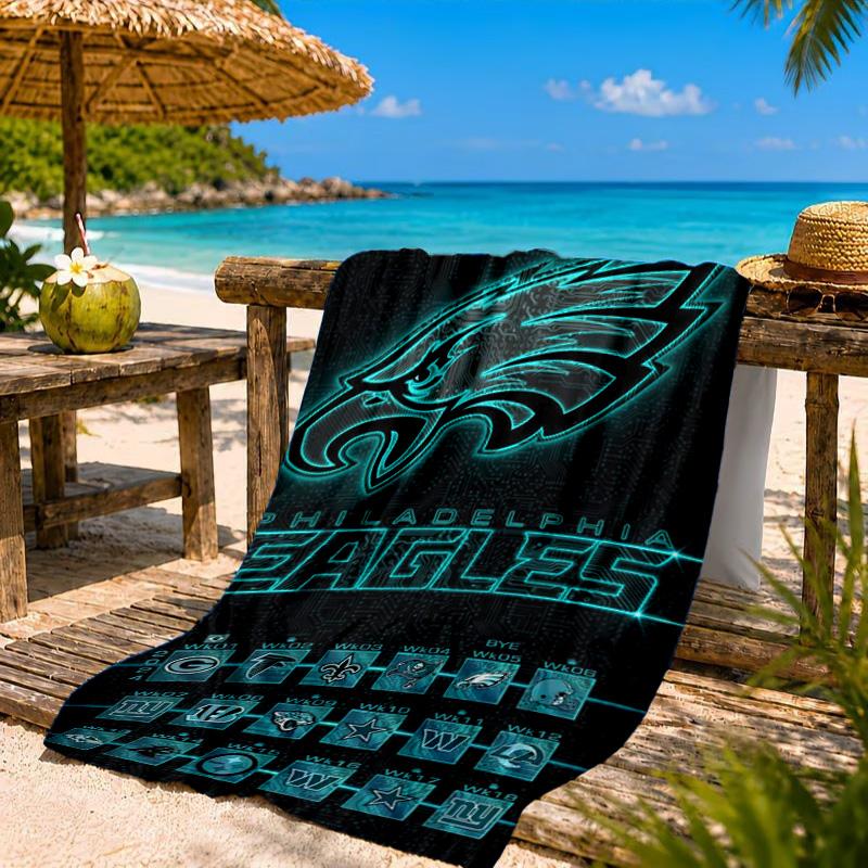Asciugamano da Spiaggia Philadelphia Eagles, Asciugatura Rapida, Facile da Curare, Adatto Sia per il Fitness che per le Vacanze al Mare, Essenziale per lo Sport