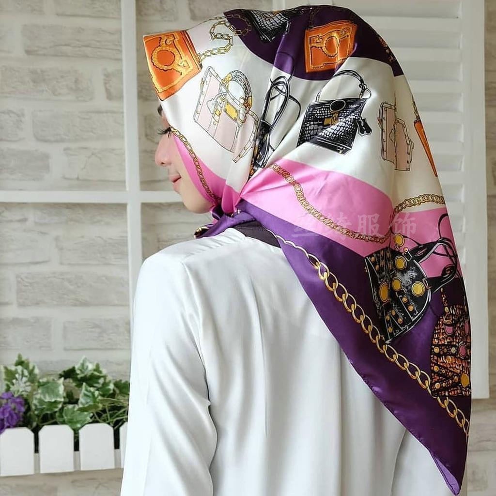 Høykvalitets luksuriøst silkeskjerf pannebånd Skjerf Halsskjerf For kvinner Kjede Silkeskjerf Dekorativt sjal for kvinner