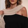 Autumn and Winter Women's Sexy Strapless Knitted Irregular Lapel Collision Splicing Loose Sweater