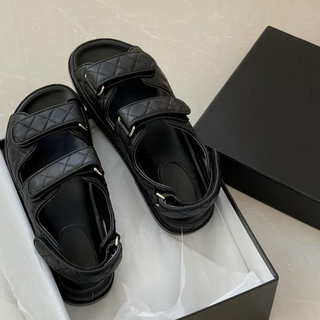 Cowhide Version~ Versatile and Not Tired Feet Velcro Leather Platform Sandals Women's Summer High-end Roman Muffin Sandals