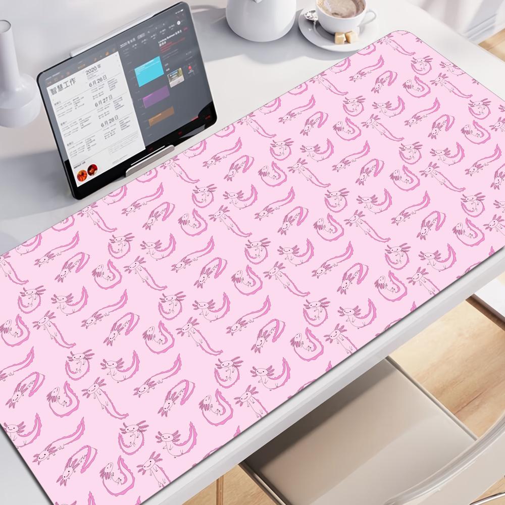 Roztomilý design axolotla Estetická velká podložka pod herní myš Podložka na kancelářský stůl Podložka pod počítačovou klávesnici Protiskluzové doplňky pro dekoraci kancelářského stolu