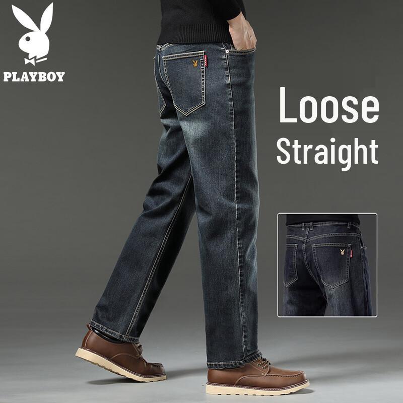 PLAYBOY Men s Loose Straight Stretch Jeans 30