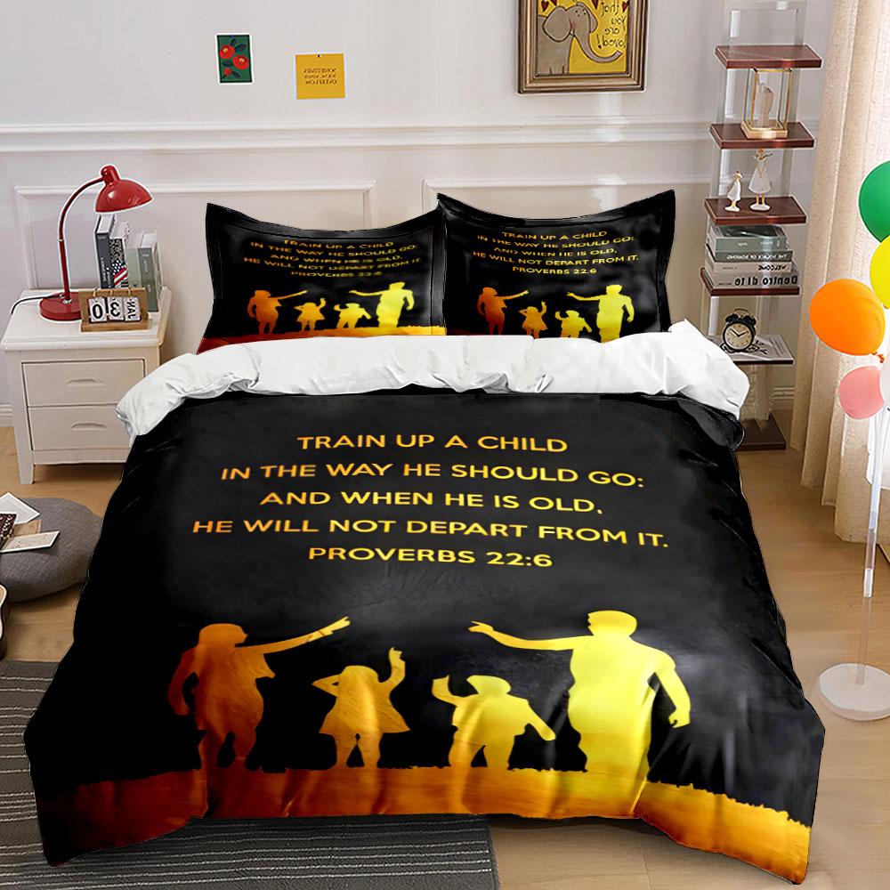 Silhouettes and Bible Verse. Bedding Sets Duvet Cover Sets Duvet Covers Pillowcases(1 * Duvet Cover 2 * Pillowcases Without Duvet Insert)